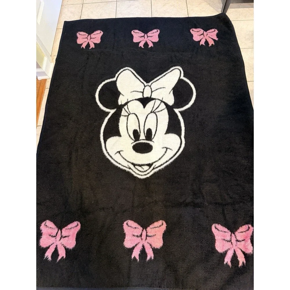 Vintage 1984 Biederlack Minnie Mouse Black Pink Bows Rare HTF USA Reversible